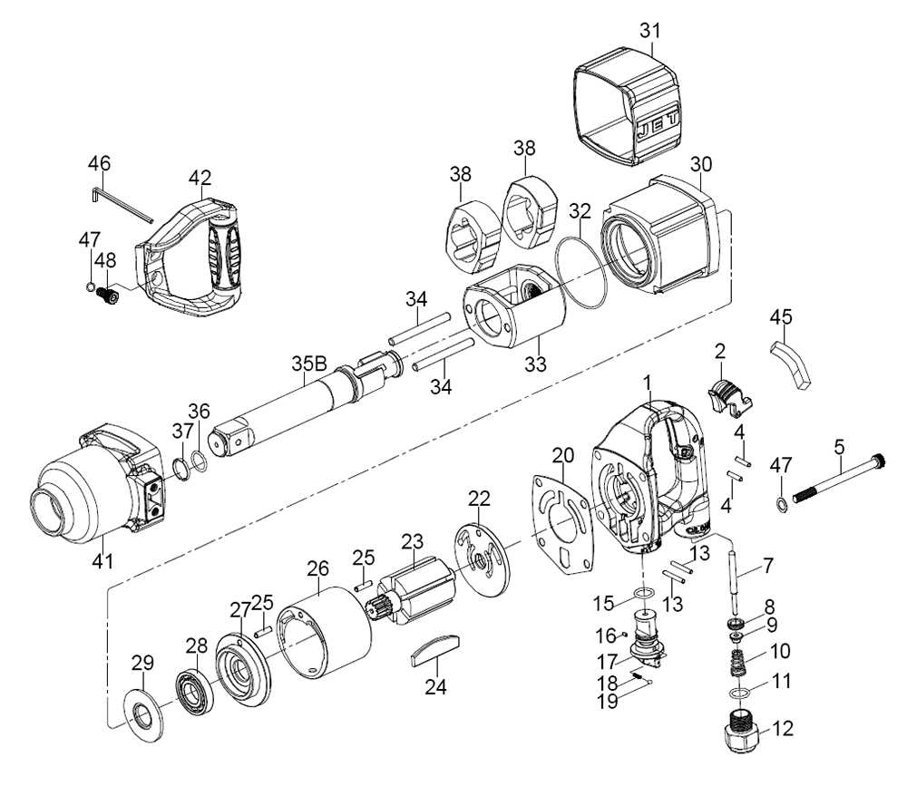 Fig-0 Diagram and Parts List for 505202  Jet Wrench
