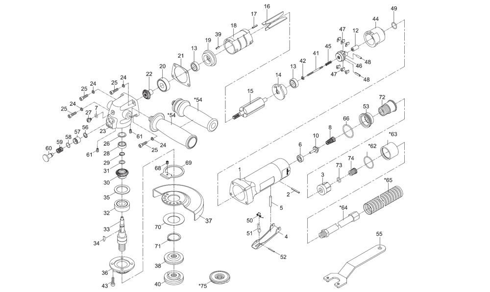 Fig-0 Diagram and Parts List for AG-4-5S 526345 Jet Grinder