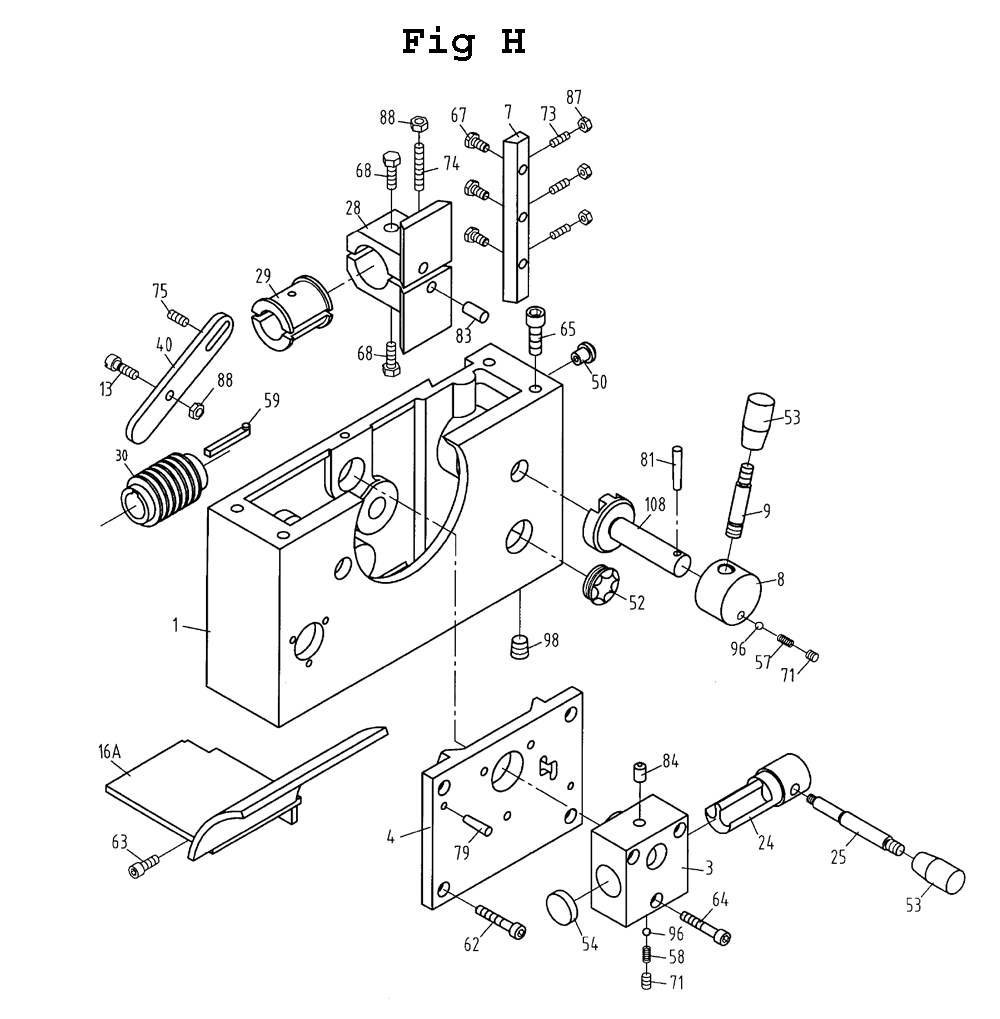 Fig-8 Diagram and Parts List for GHB-1340A 321103 Jet Lathe
