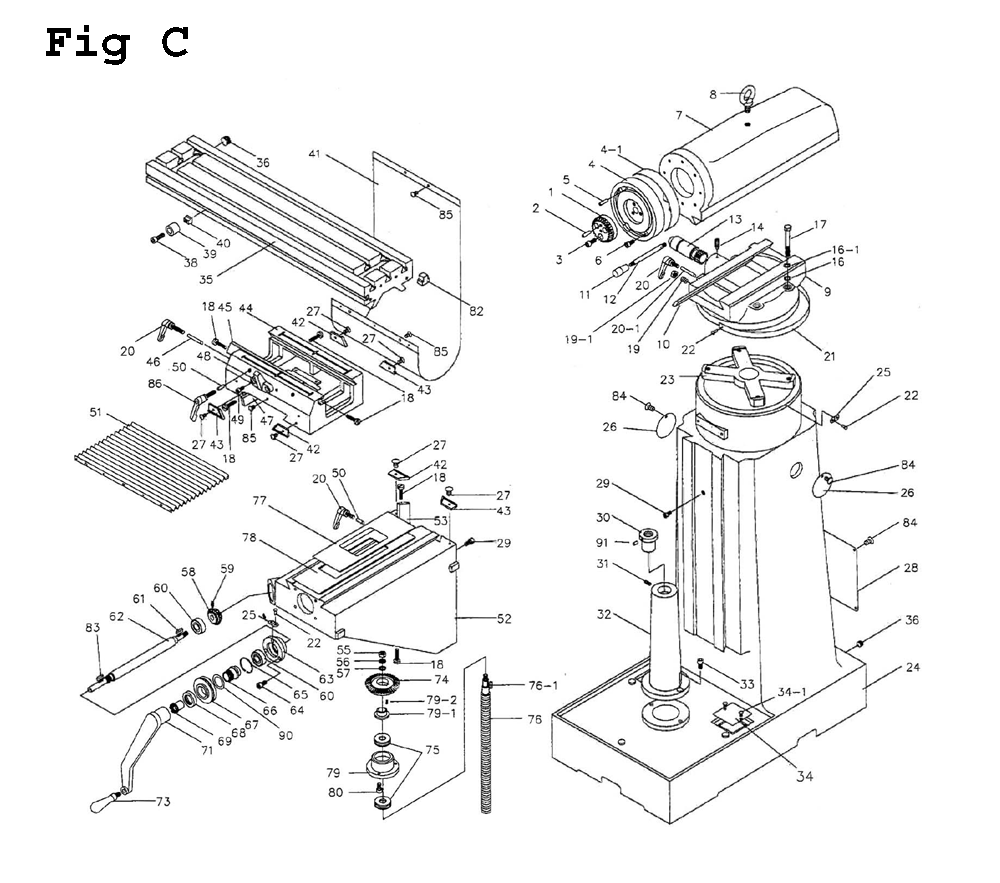 Fig-3 Diagram and Parts List for JVM-836-3 690146 Jet Mill