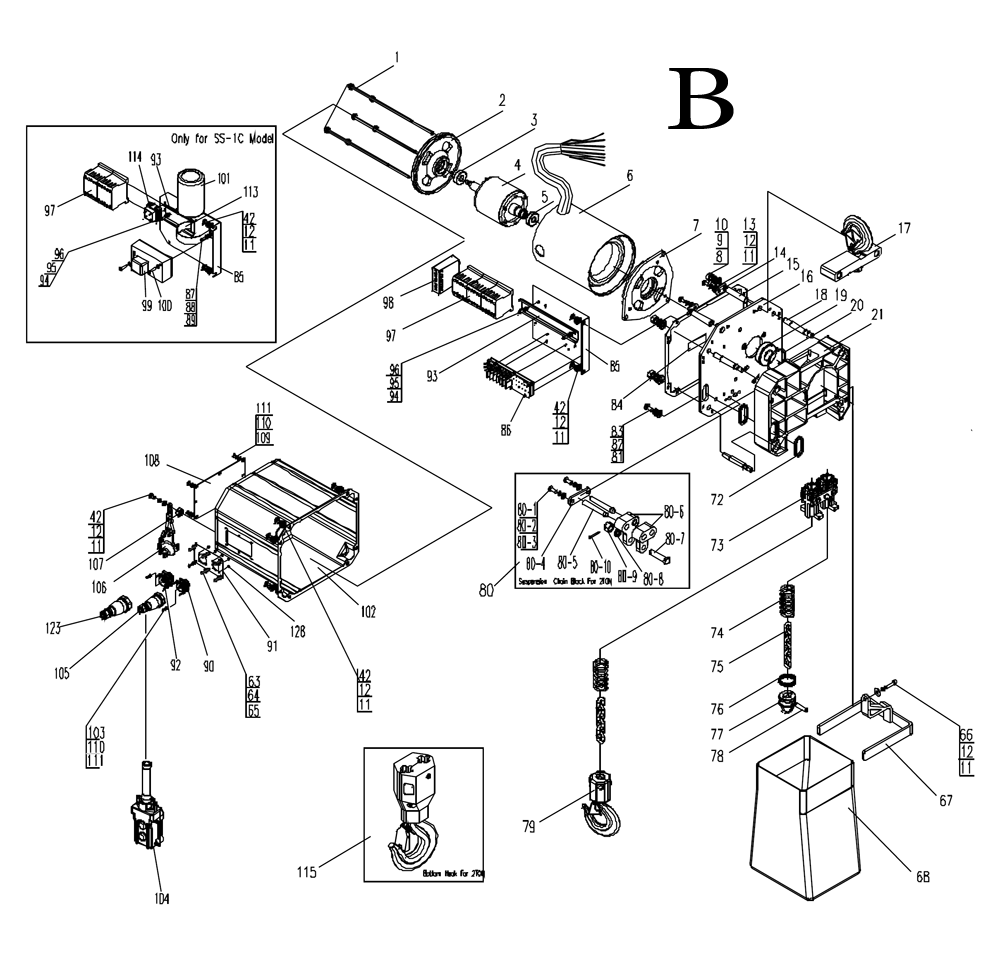 Fig-2 Diagram and Parts List for 111500  Jet Hoist & Winch