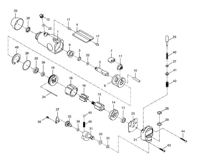 Page 1 Diagram and Parts List for JS401  Jet Wrench