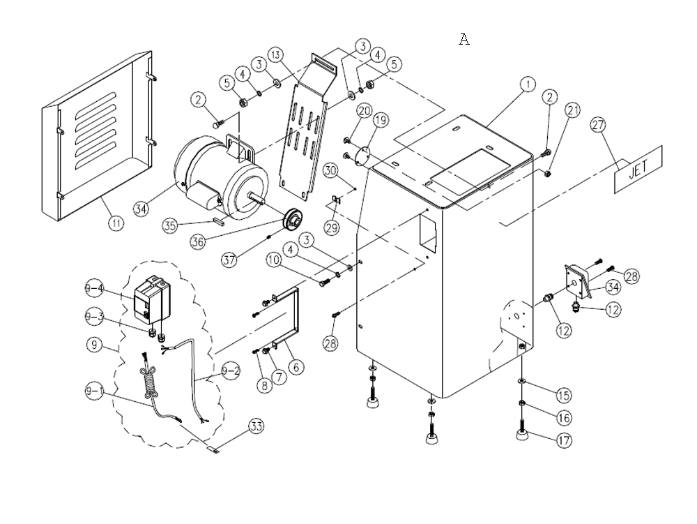 Fig-1 Diagram and Parts List for 414602  Jet Sander Grinder