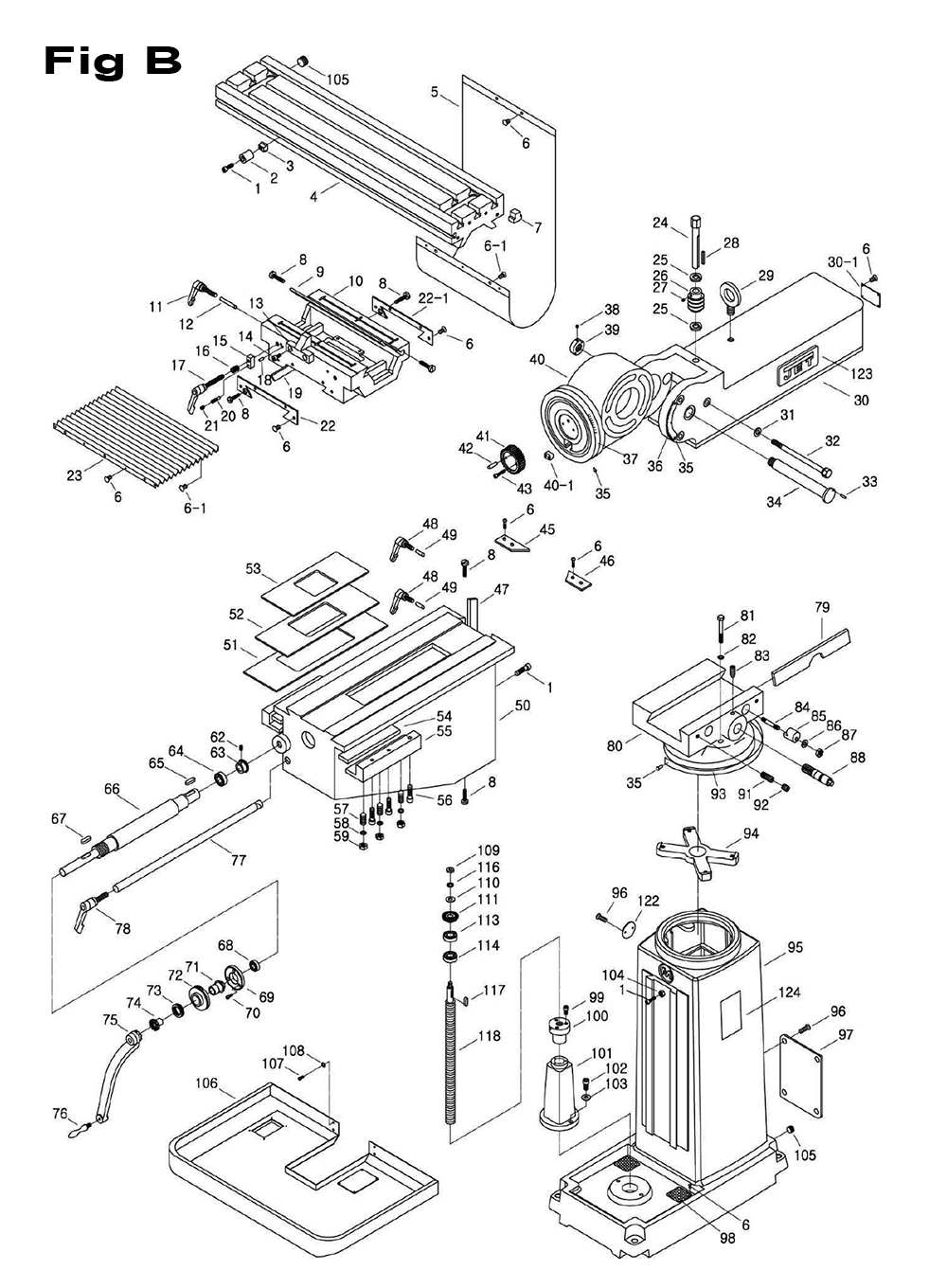 Fig-B Diagram and Parts List for 690602  Jet Mill