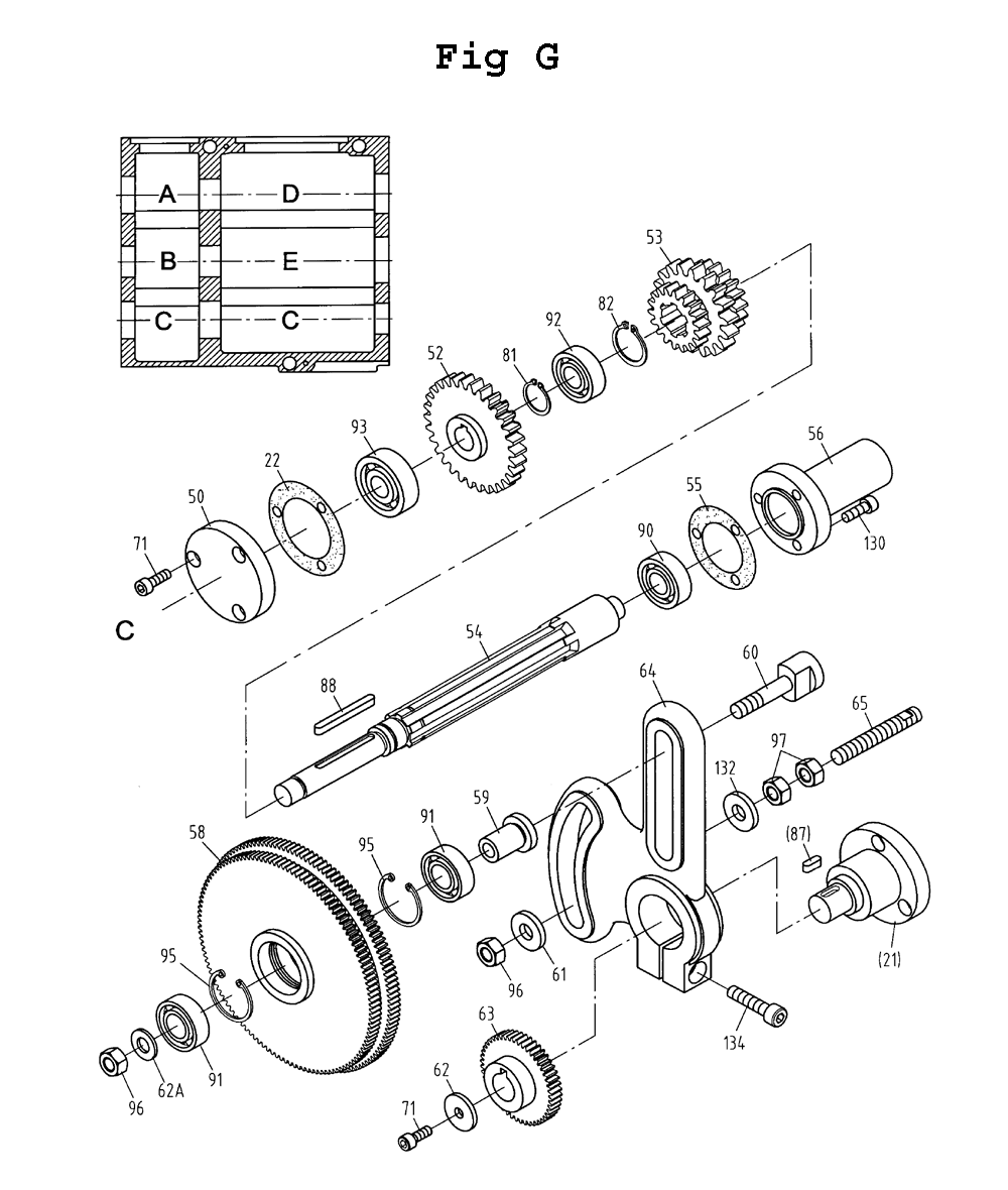 Fig-7 Diagram and Parts List for GHB-1340A 321103 Jet Lathe