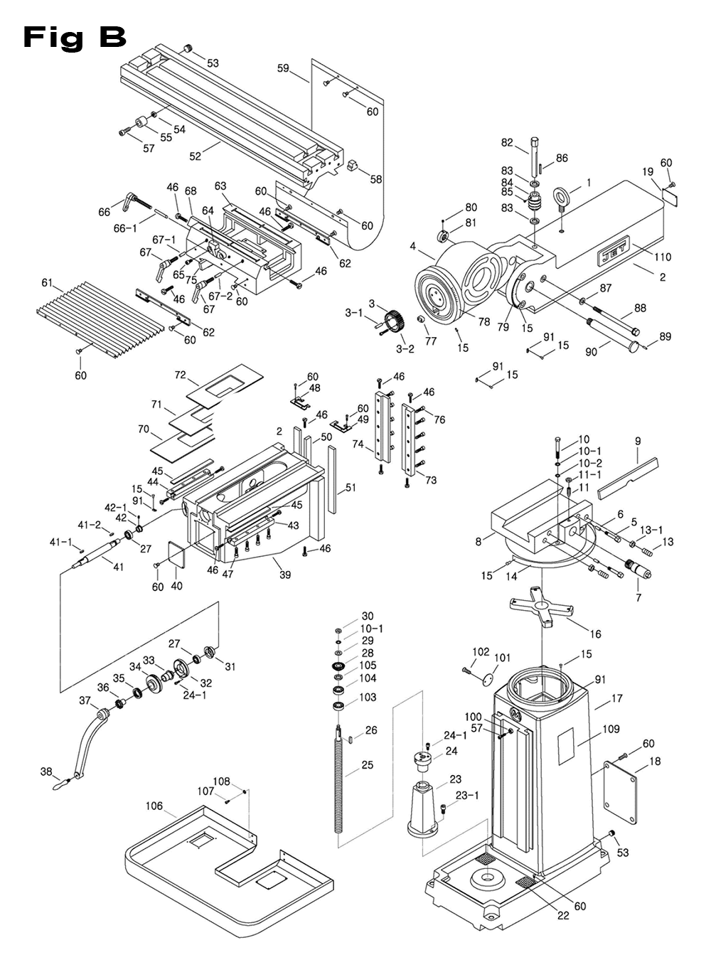 Fig-8 Diagram and Parts List for 698113  Jet Mill
