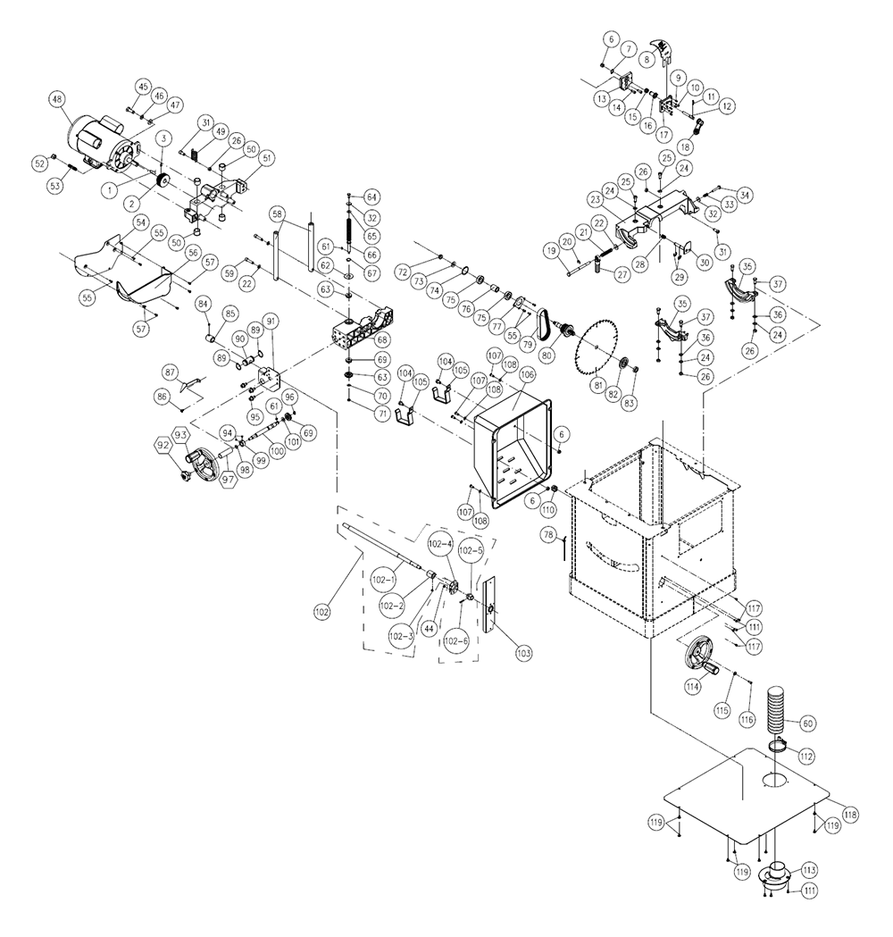 Fig-0 Diagram and Parts List for 725003K  Jet Table Saw