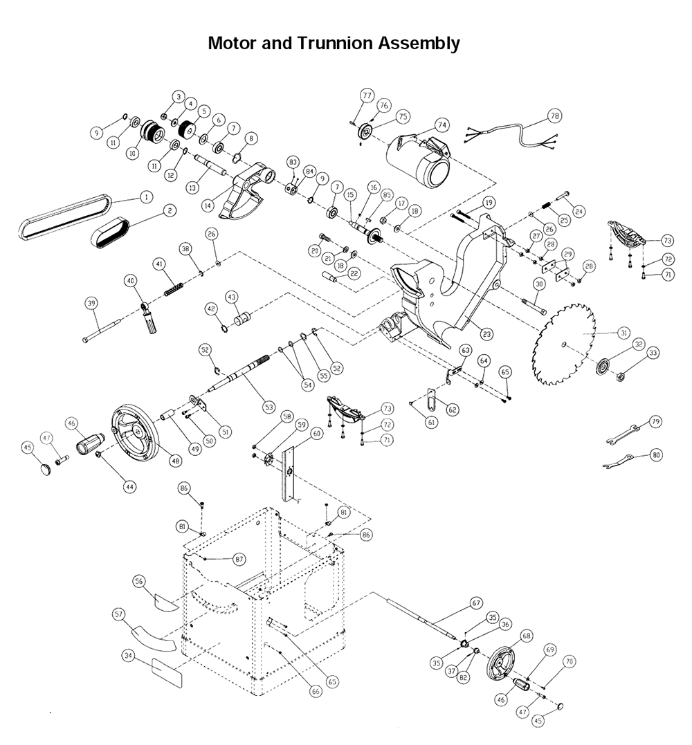 Fig-0 Diagram and Parts List for 708481K  Jet Table Saw