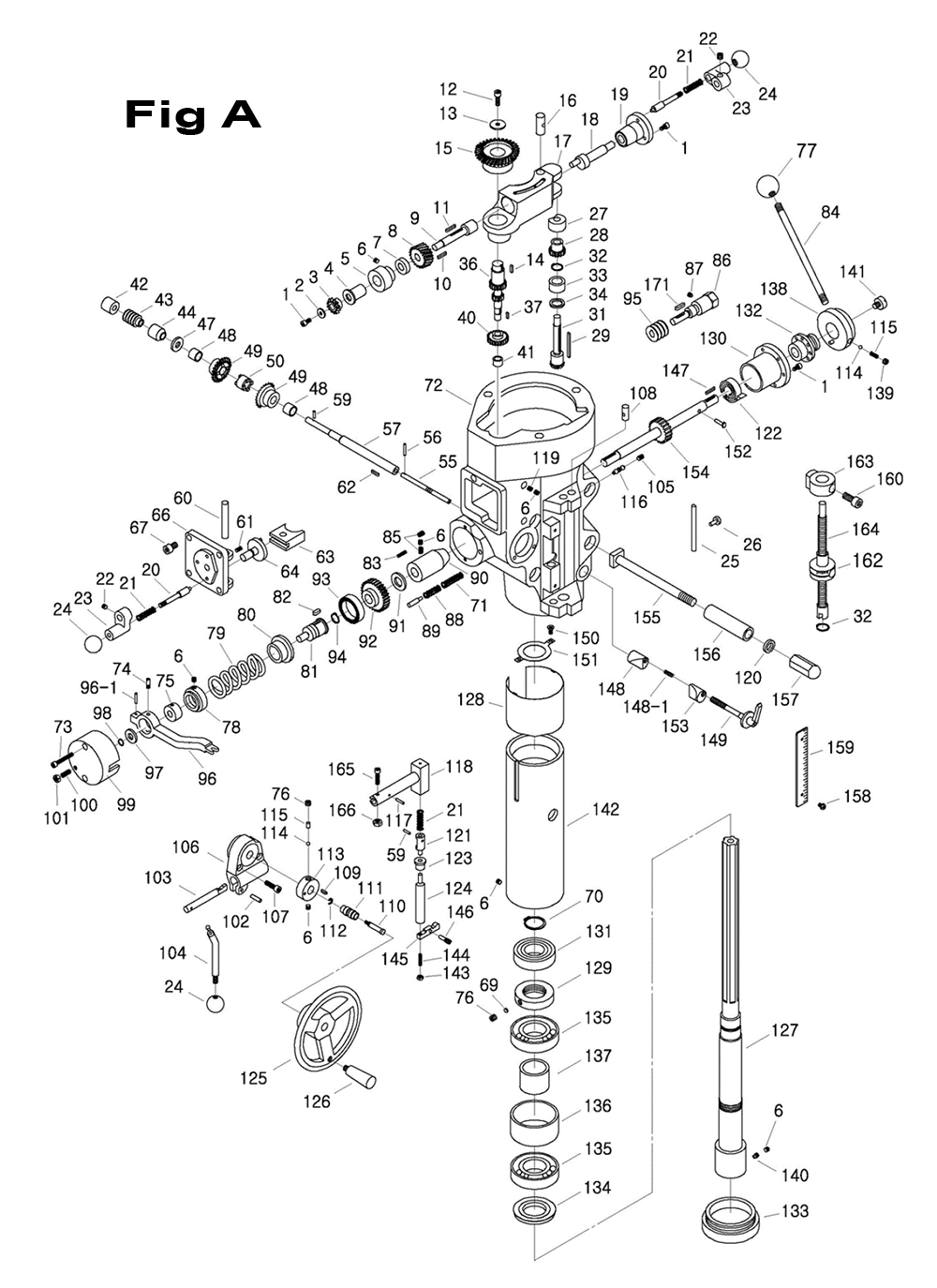 Fig-1 Diagram and Parts List for 698113  Jet Mill