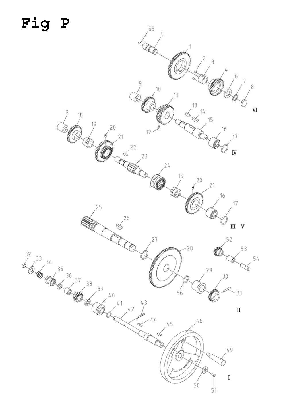 Fig-16 Diagram and Parts List for GH-26120ZH 321892 Jet Lathe