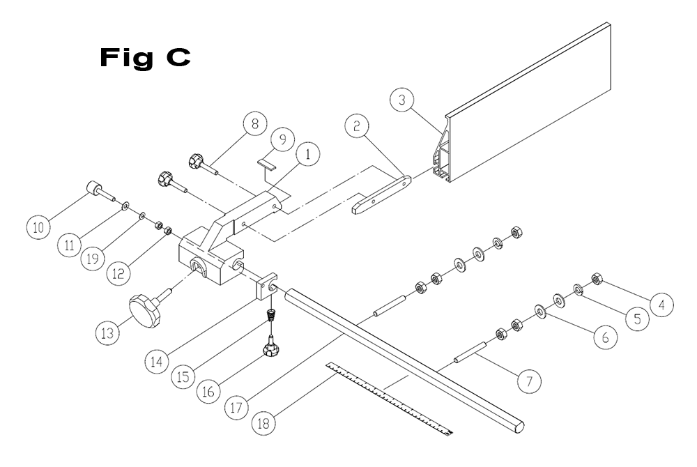 Fig-9 Diagram and Parts List for 714800  Jet Table Saw