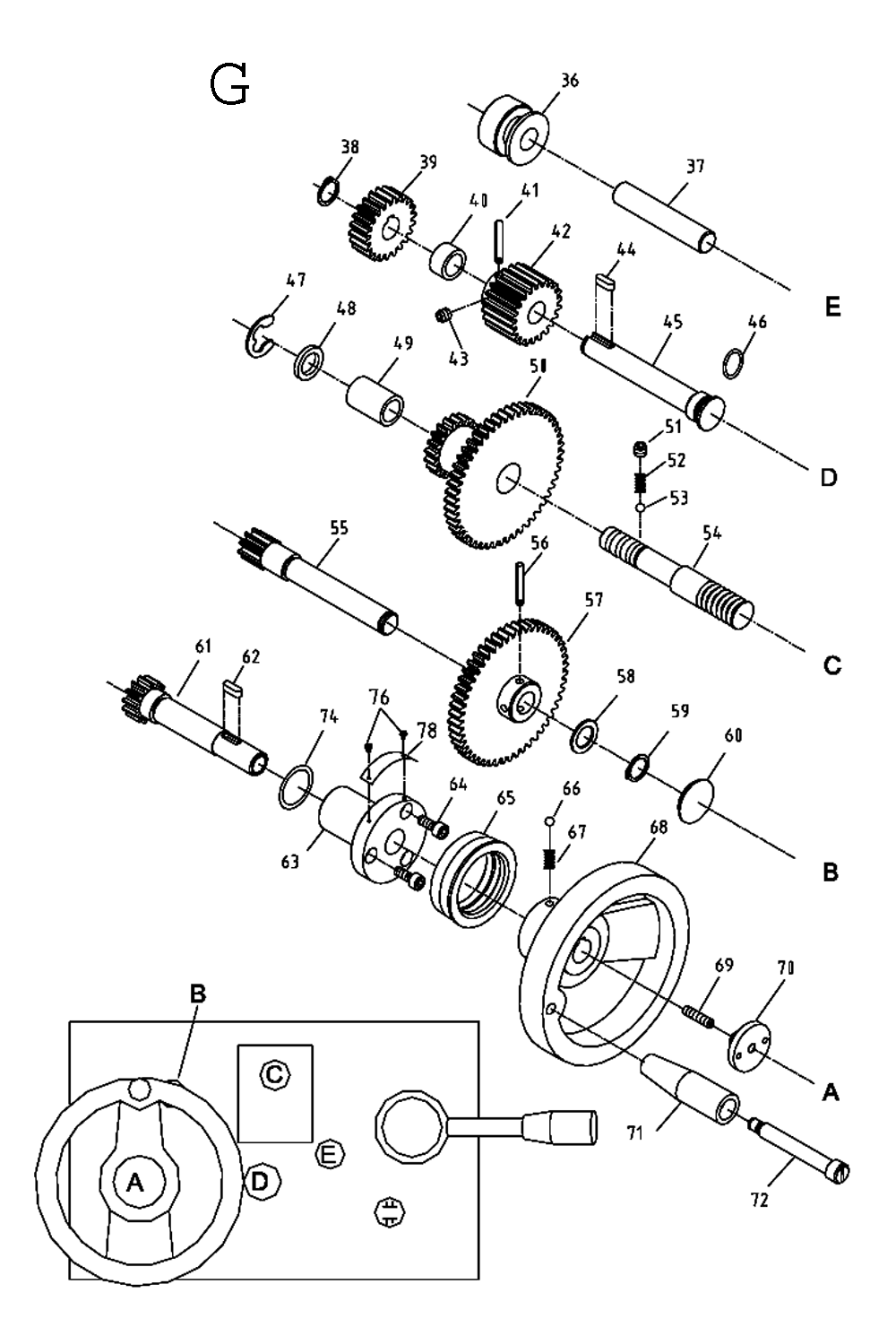 Fig-7 Diagram and Parts List for 321142  Jet Lathe
