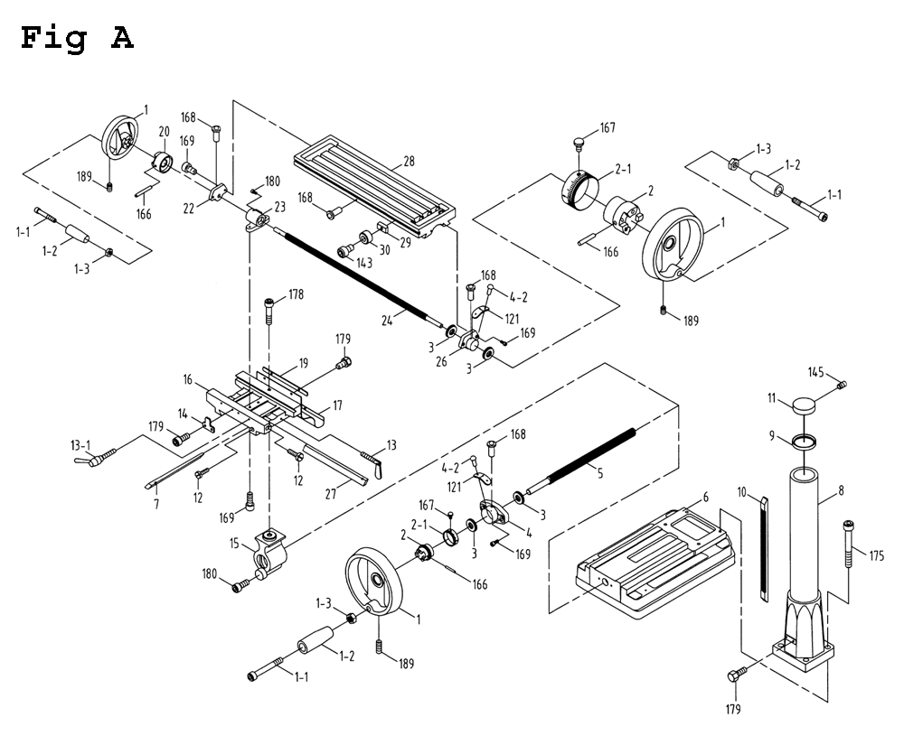 Fig-1 Diagram and Parts List for JMD-15 350125 Jet Mill