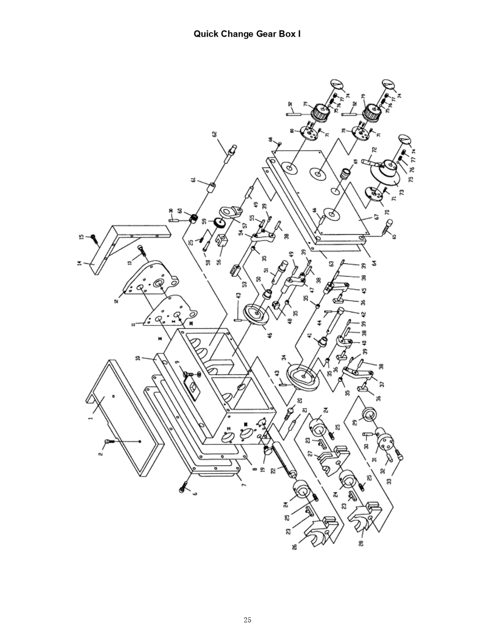 Quick Change Gear Box I Diagram and Parts List for 321139 ZX Jet Lathe