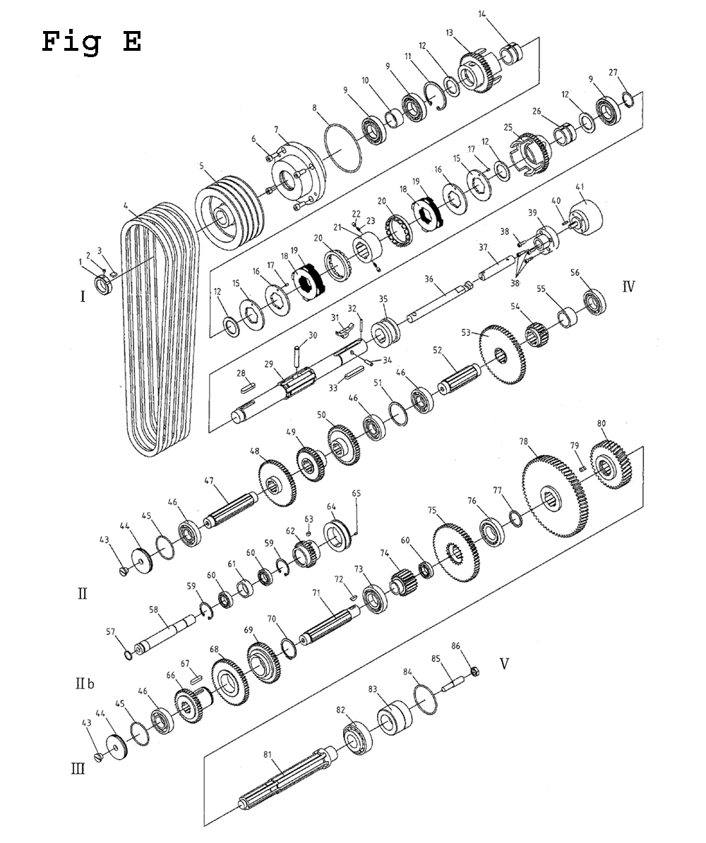 Fig-5 Diagram and Parts List for GH-26120ZH 321892 Jet Lathe