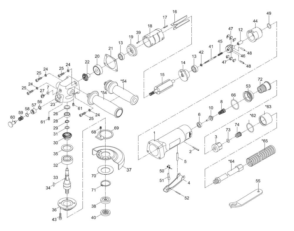 Fig-0 Diagram and Parts List for AG-4S 526340 Jet Grinder
