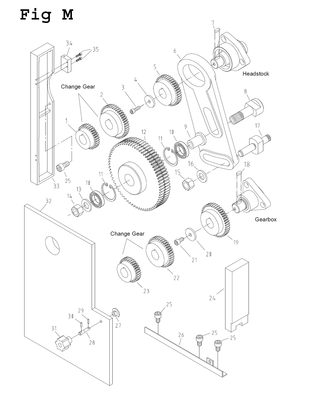 Fig-13 Diagram and Parts List for GH-1340W-1 321126 Jet Lathe