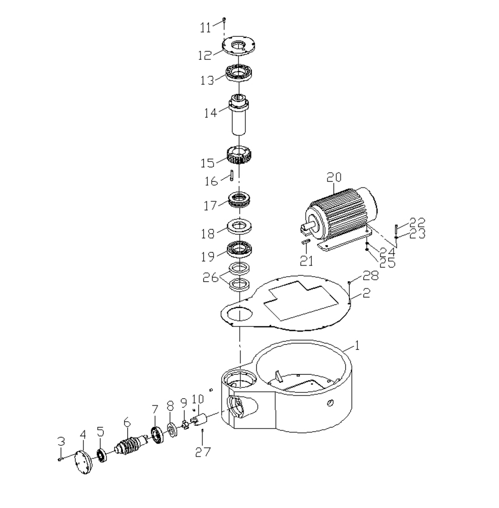 Fig-0 Diagram and Parts List for J-1600R 320038 Jet Mill