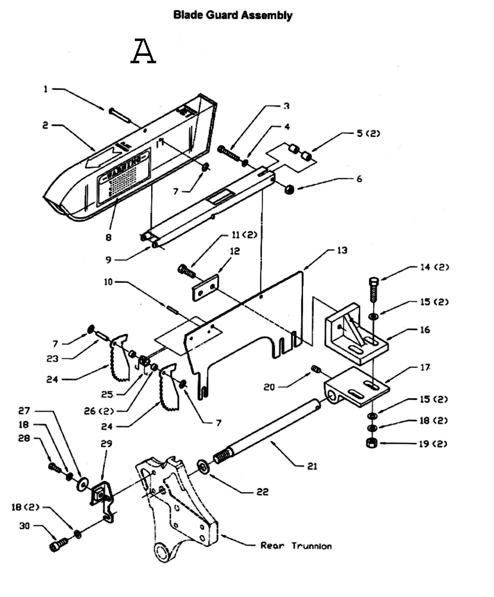Fig-1 Diagram and Parts List for 708536PK  Jet Table Saw