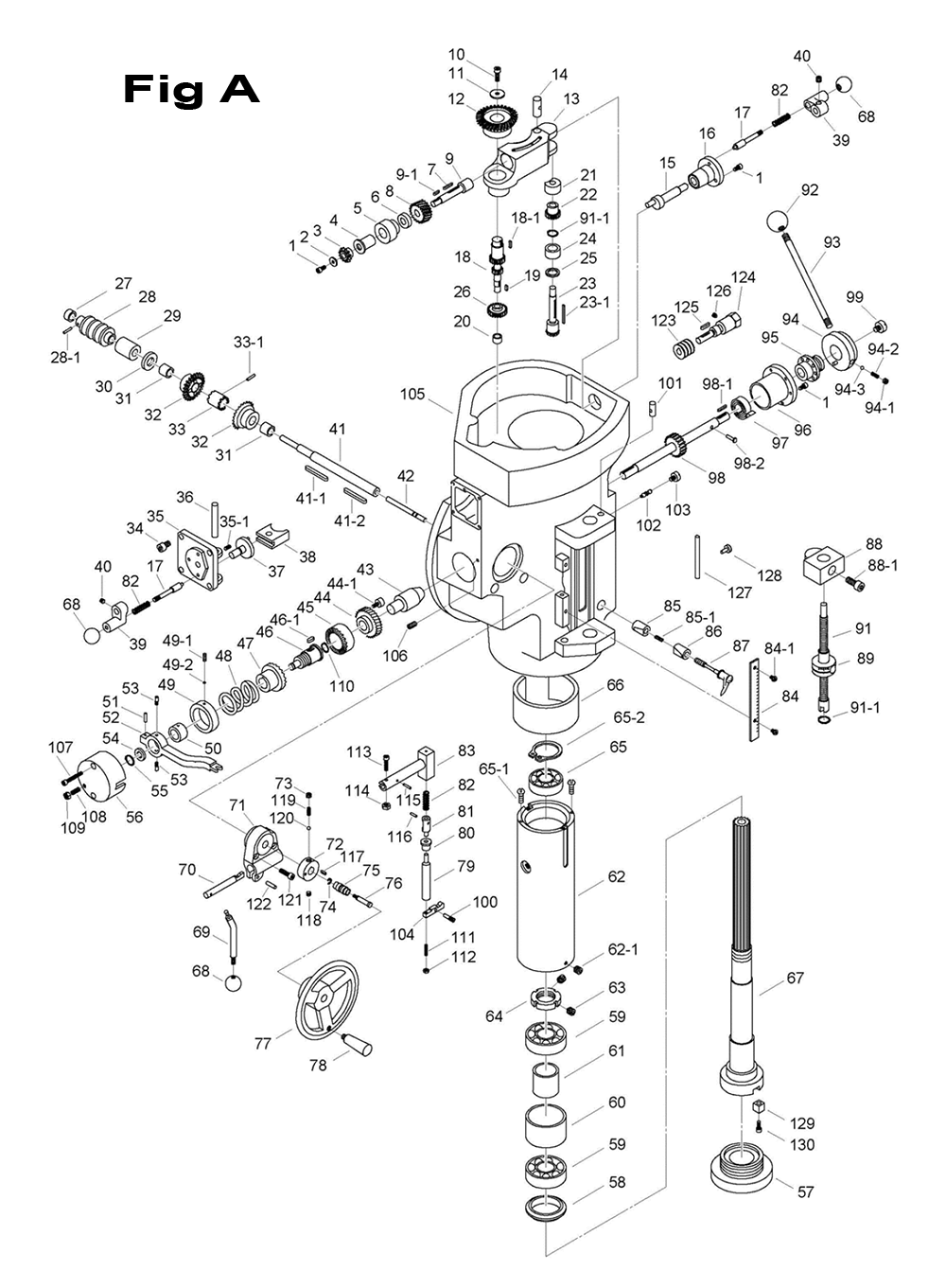 Fig-1 Diagram and Parts List for 698057  Jet Mill