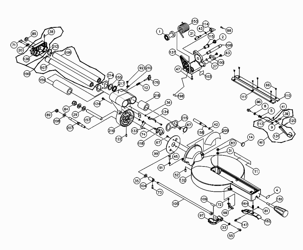 Fig-1 Diagram and Parts List for 707110  Jet Table Saw