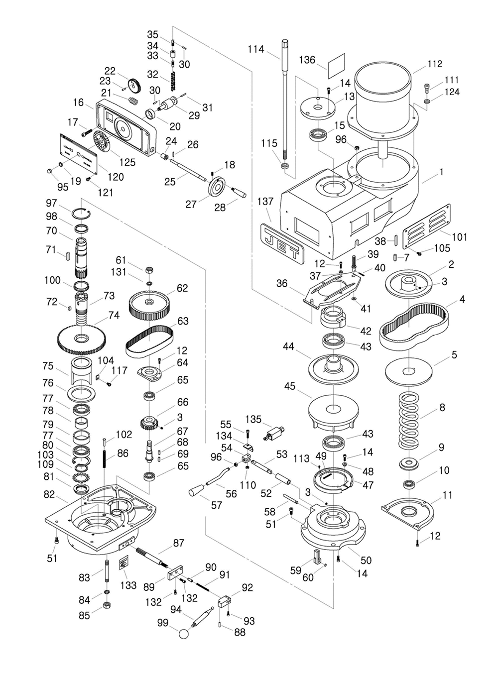 Fig-0 Diagram and Parts List for 698057  Jet Mill