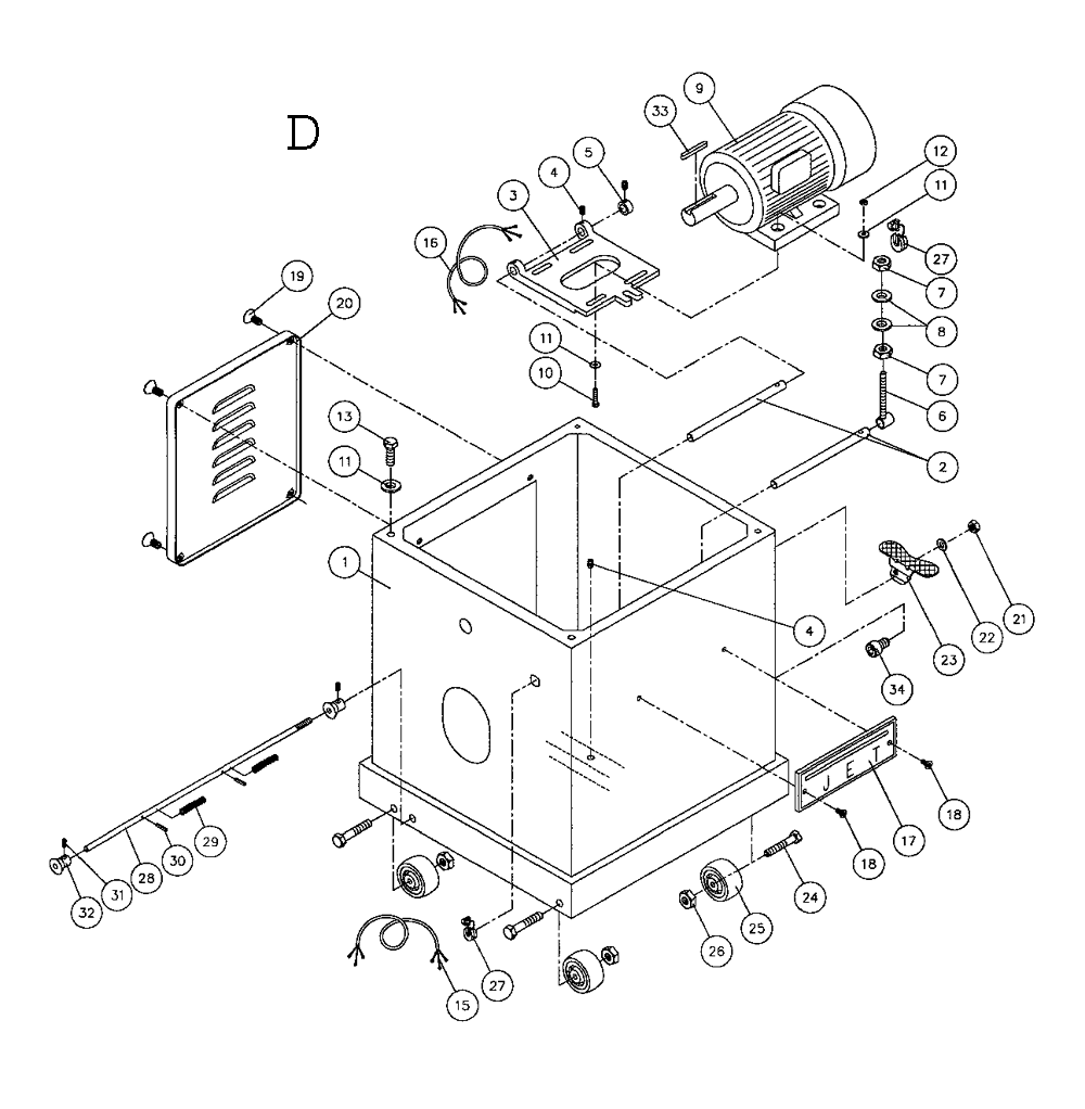 Fig-4 Diagram and Parts List for 708538  Jet Planer Jointer