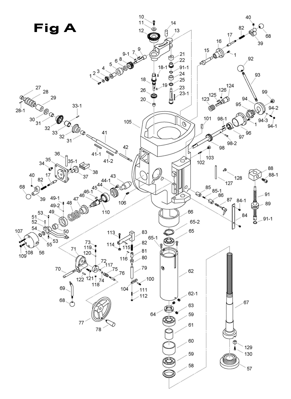 Fig-1 Diagram and Parts List for 698152  Jet Mill