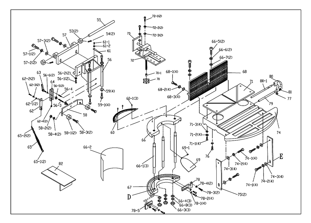 Fig-2 Diagram and Parts List for 424460  Jet Table Saw