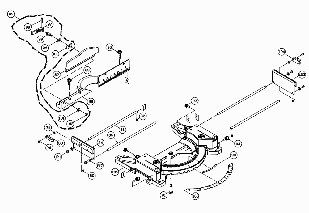 Fig-2 Diagram and Parts List for 707100  Jet Table Saw