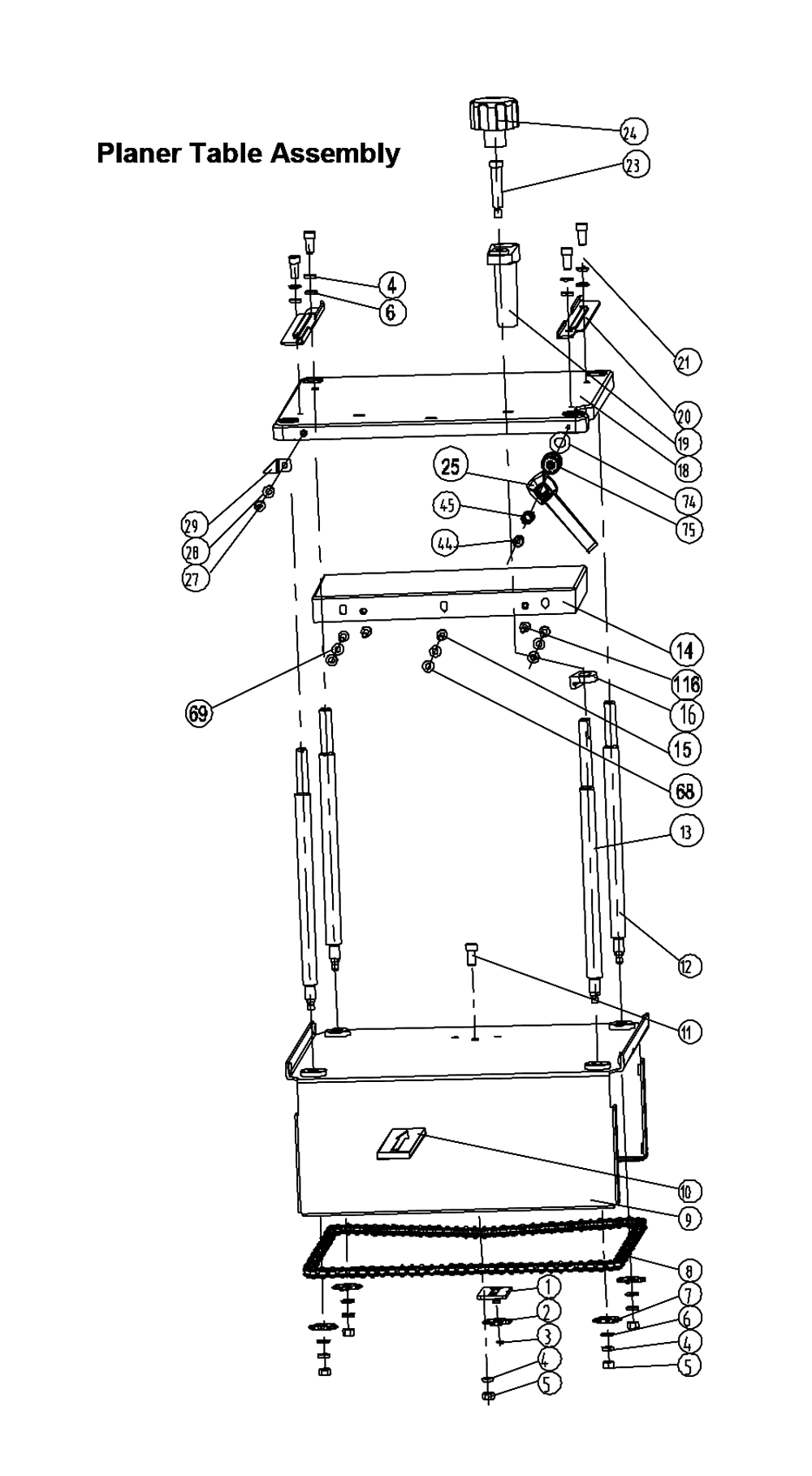 Fig-1 Diagram and Parts List for 707400  Jet Planer Jointer