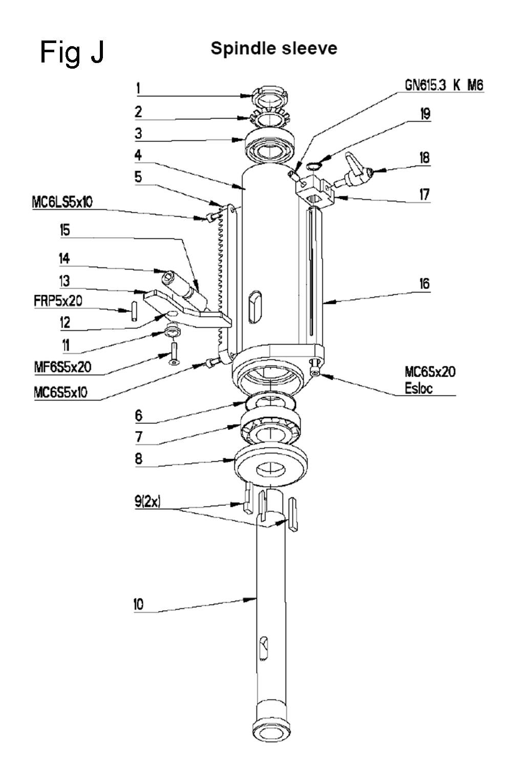 Fig-10 Diagram and Parts List for 354030  Jet Drill Press