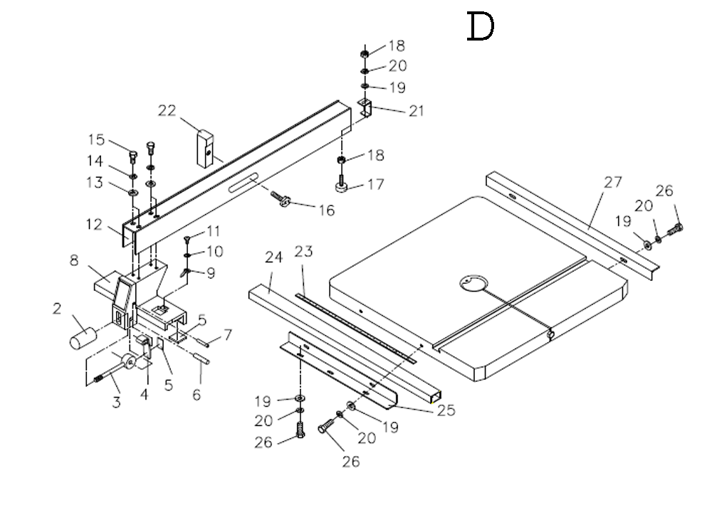 Fig-4 Diagram and Parts List for 414504K  Jet Table Saw