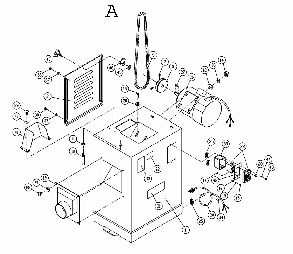 Fig-1 Diagram and Parts List for 708457DXK  Jet Planer Jointer