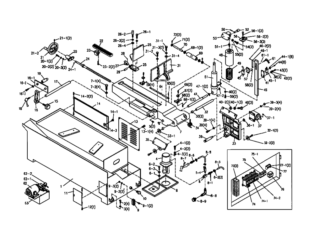 Fig-0 Diagram and Parts List for 414471  Jet Table Saw