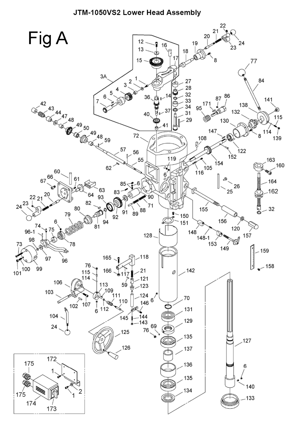 Fig-1 Diagram and Parts List for 691050  Jet Mill