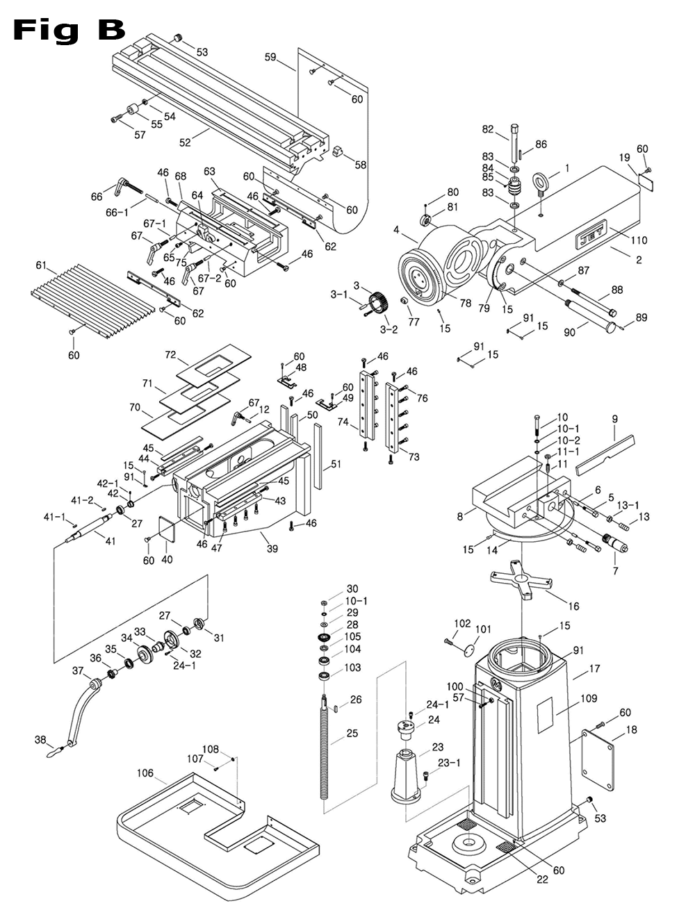 Fig-7 Diagram and Parts List for 698127  Jet Mill