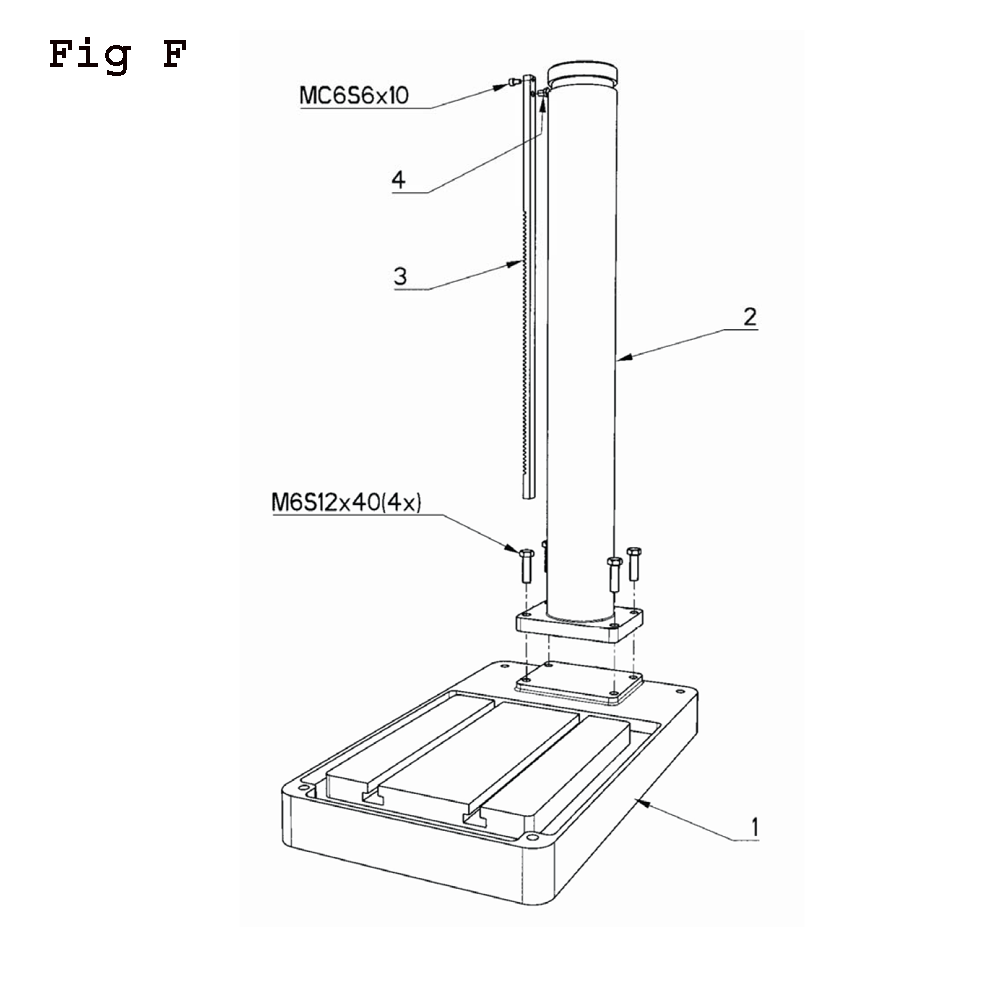 Fig-4 Diagram and Parts List for J-A2608M-PF4 354031 Jet Drill Press