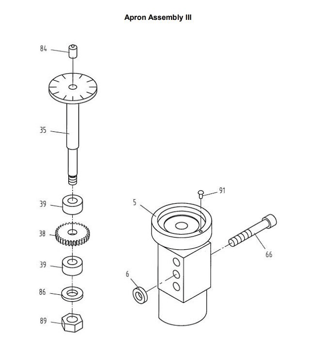 Apron Assembly Iii Diagram and Parts List for 321459 GH-1340W Jet Lathe