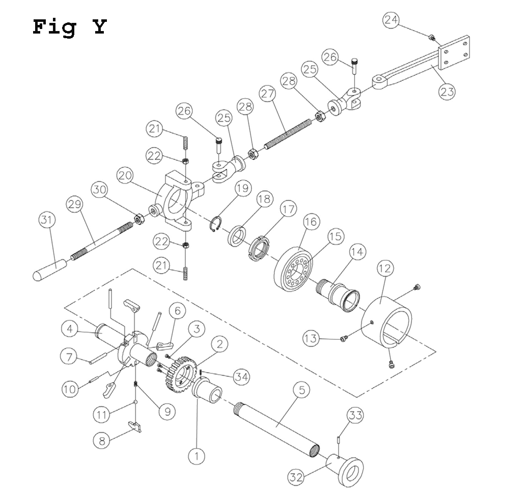 Fig-25 Diagram and Parts List for GH-1860ZX 321961 Jet Lathe