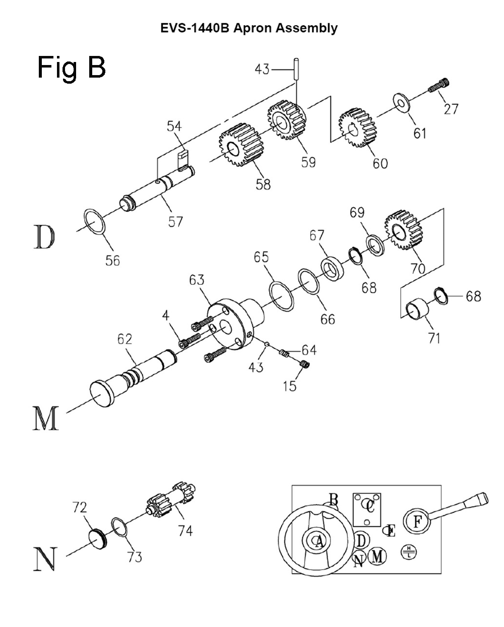 Fig-8 Diagram and Parts List for 311450  Jet Lathe