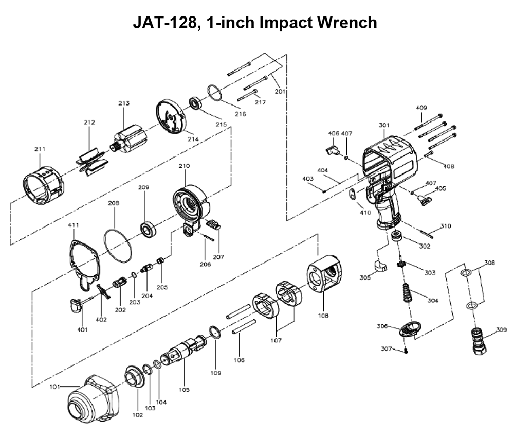 Fig-0 Diagram and Parts List for 505128  Jet Wrench