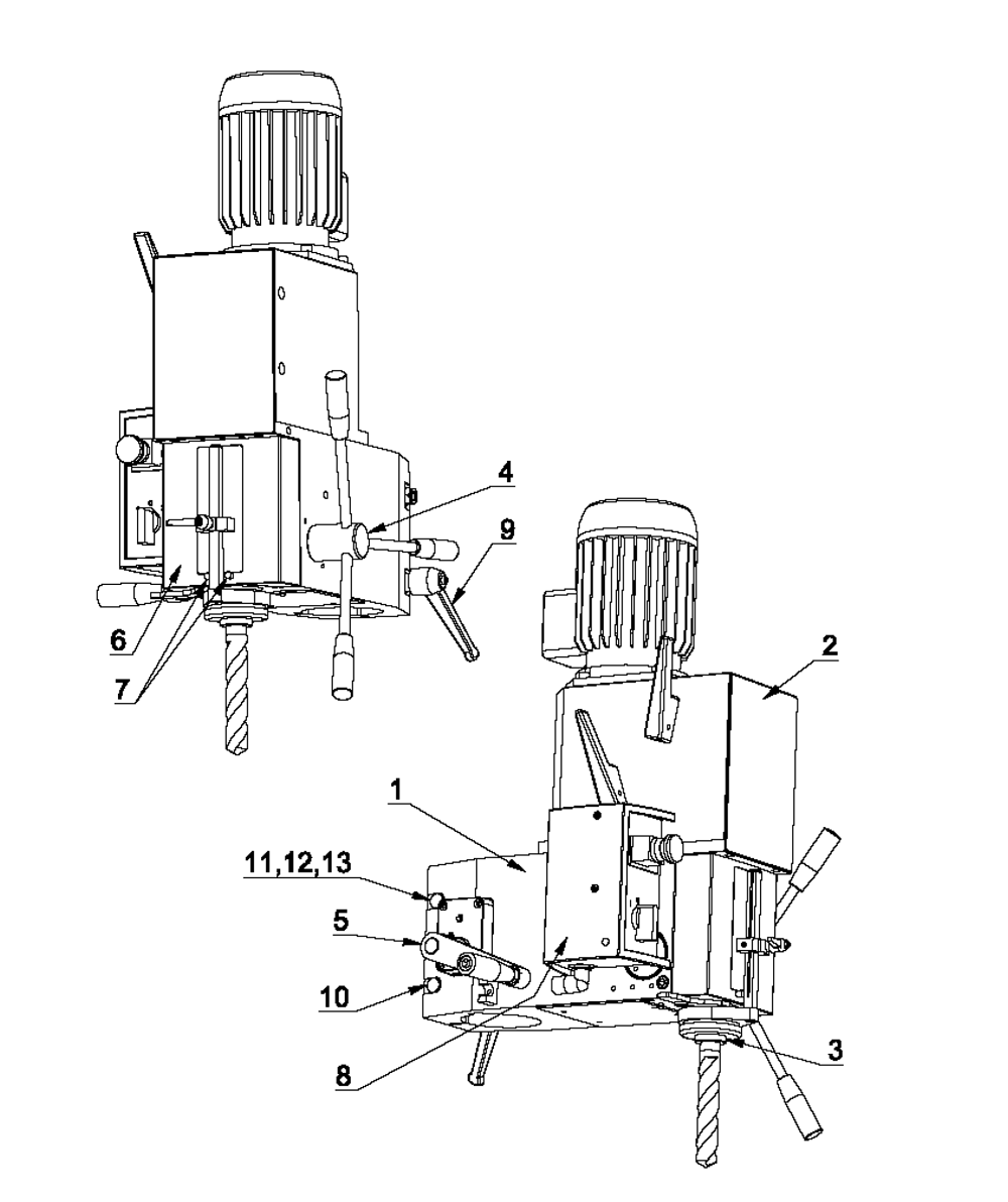 Fig-0 Diagram and Parts List for J-A2608M-PF4 354031 Jet Drill Press