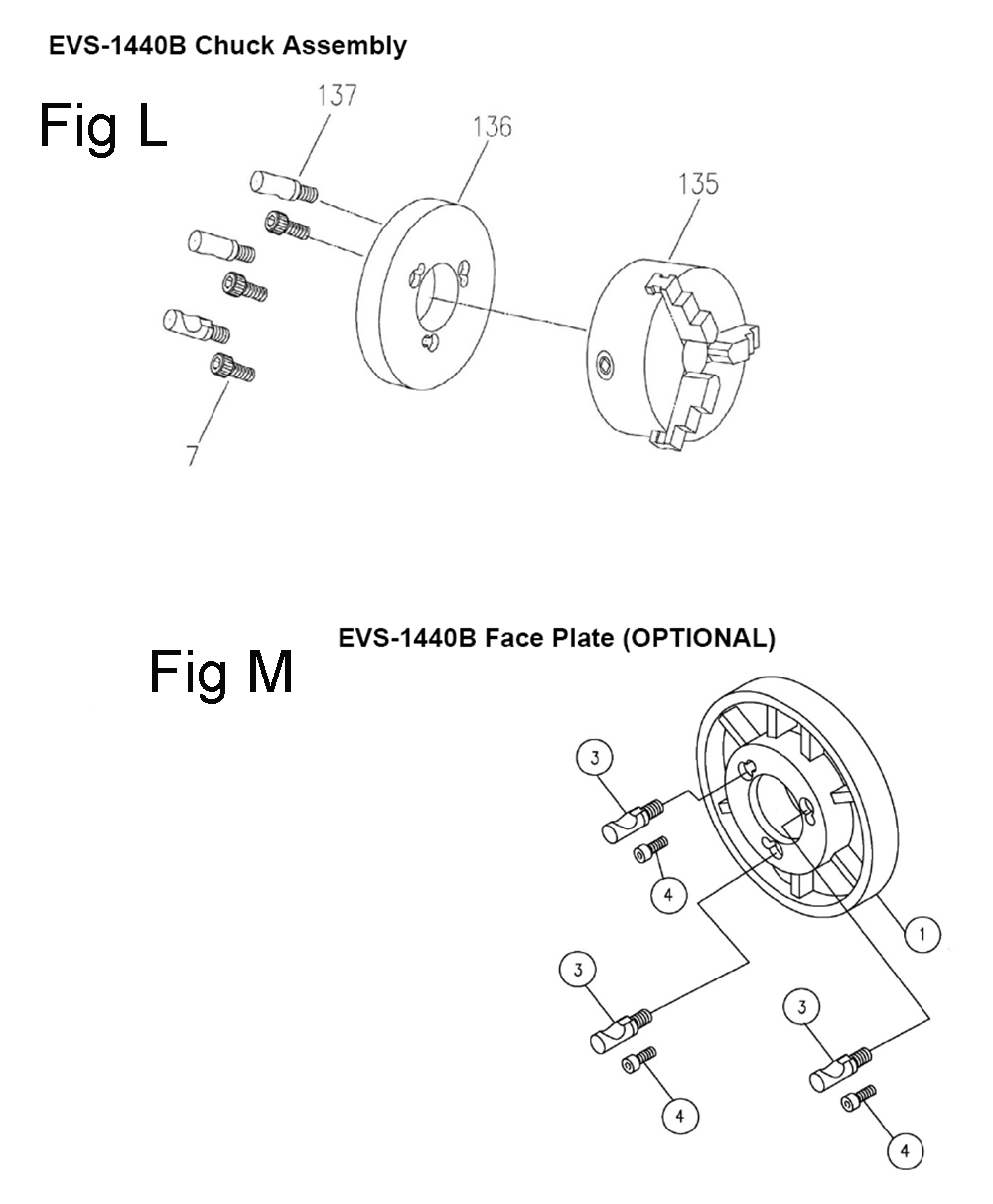 Fig-18 Diagram and Parts List for 311450  Jet Lathe