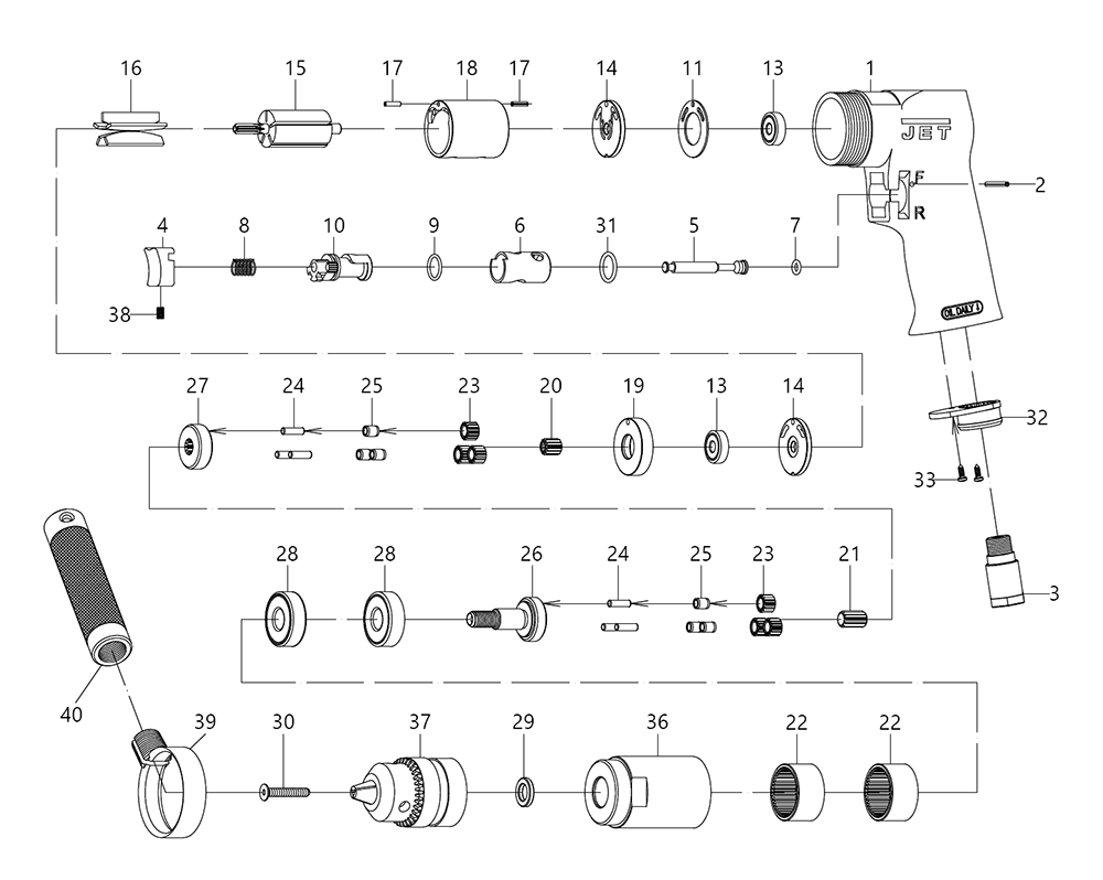 Fig-0 Diagram and Parts List for 505601  Jet Drill