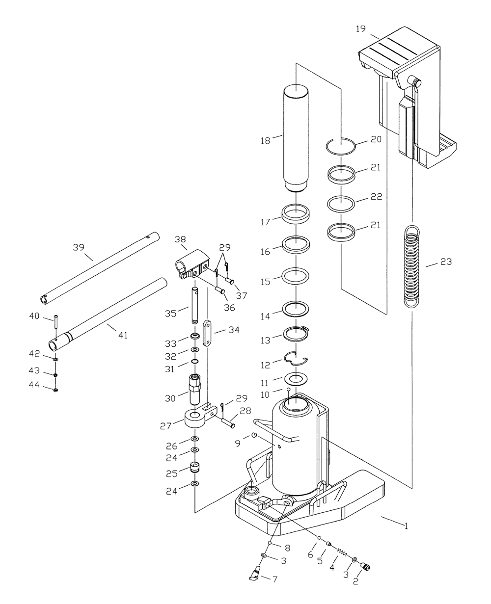 Fig-0 Diagram and Parts List for JTJ-5ST 454505 Jet Hand Truck & Dolly