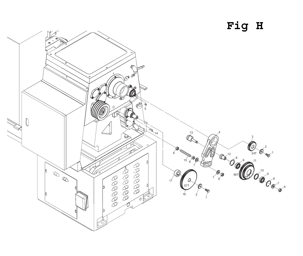 Fig-15 Diagram and Parts List for EGH-21220 892653 Jet Lathe