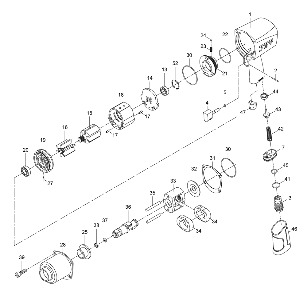 Fig-0 Diagram and Parts List for 505105  Jet Wrench