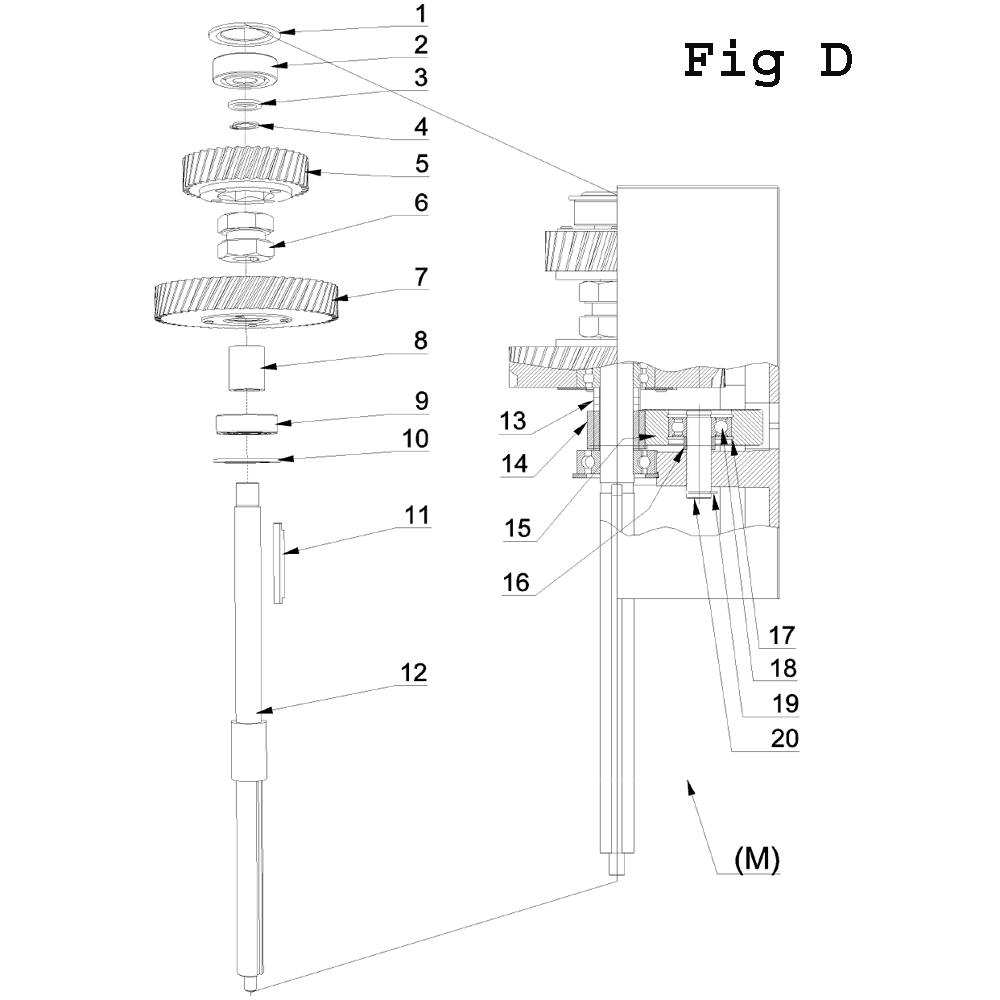 Fig-11 Diagram and Parts List for J-A2608M-PF4 354031 Jet Drill Press