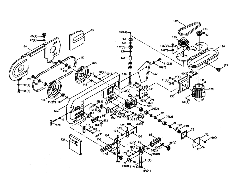 Fig-1 Diagram and Parts List for 414459  Jet Table Saw